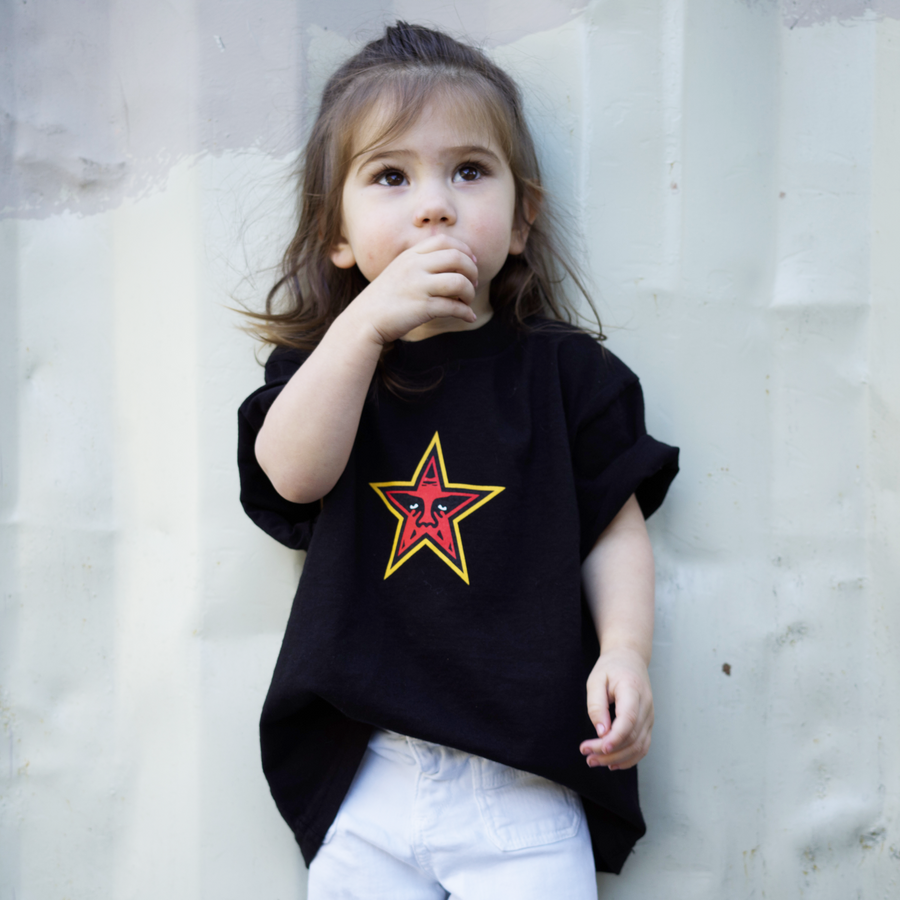OBEY STAR FACE - KIDS T-SHIRT BLACK