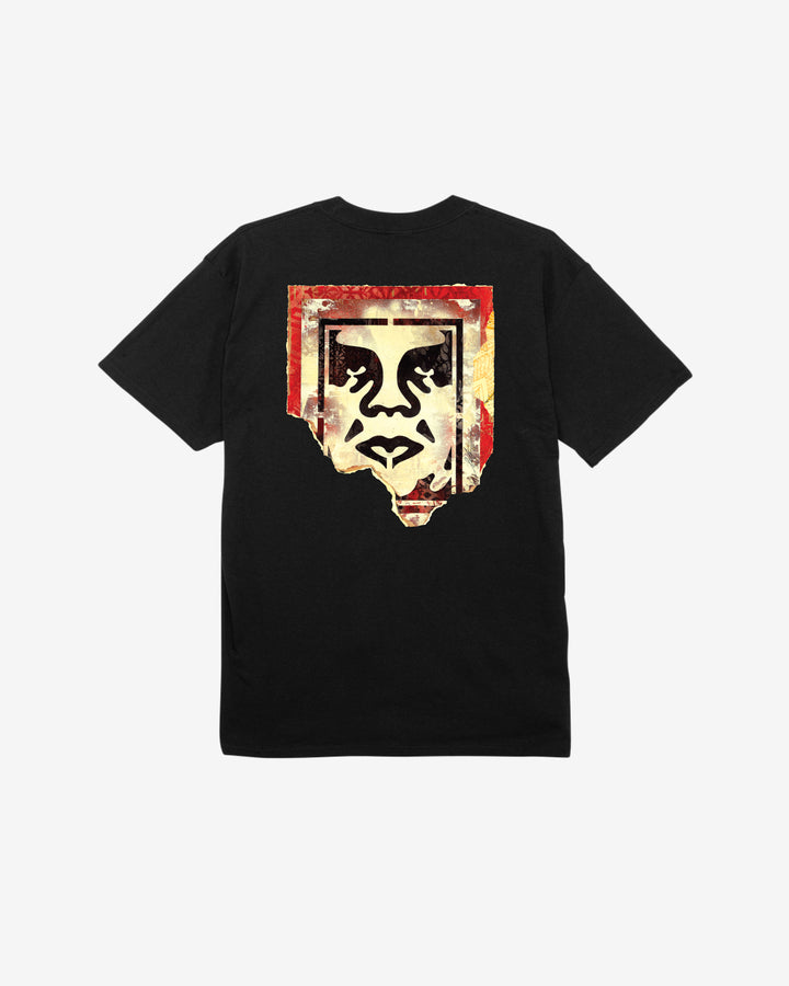 OBEY RIPPED ICON - SHEPARD FAIREY - CLASSIC TEES BLACK